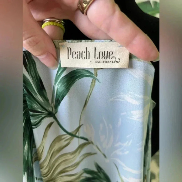 Peach love California blue palm print open front kimono size S - Picture 5 of 5